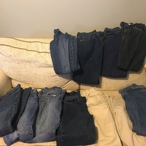 Teenage boys’ jeans and shorts.